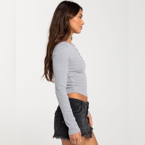 NWT - BDG Urban Outfitters Womens Button Up Henley light grey - XL - Picture 3 of 7